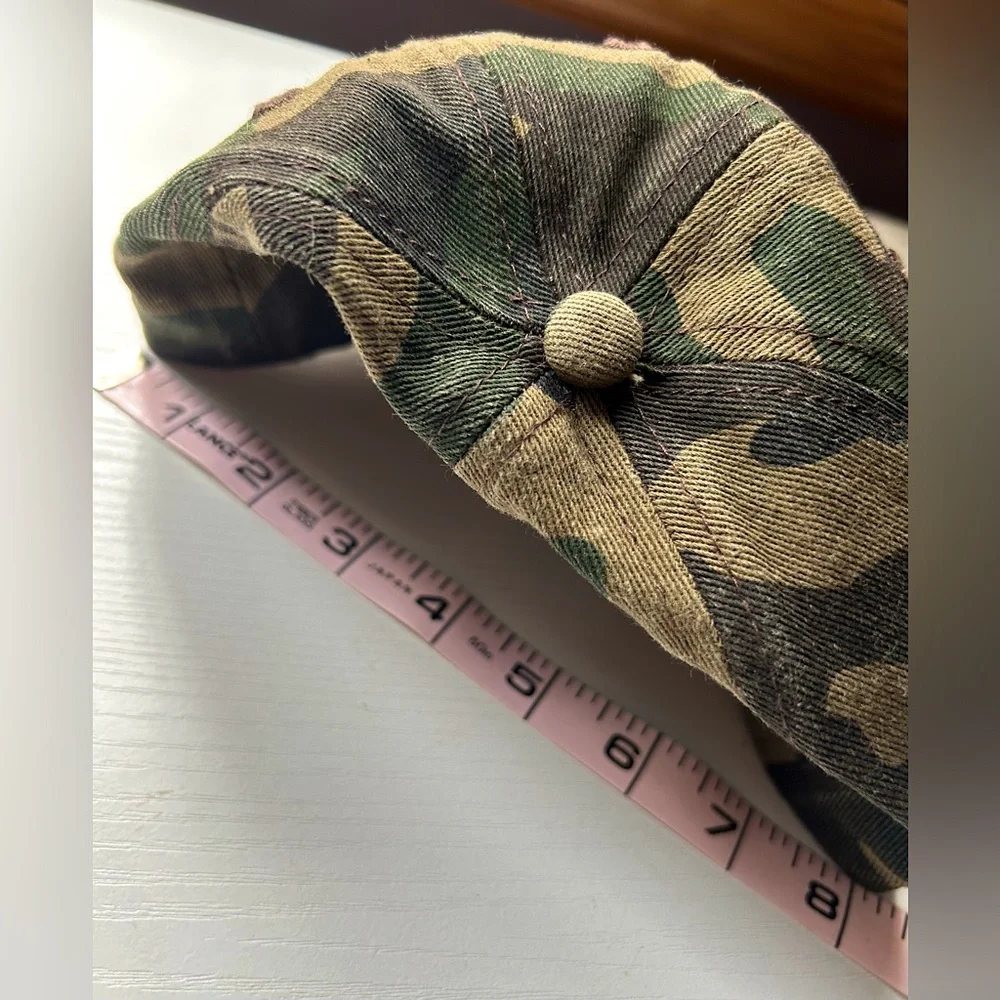 NWOT camouflage cotton cap unisex slight distressed green and brown